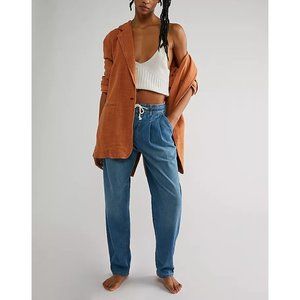 FREE PEOPLE Luna Denim Pull On Pants / Stardust Blue- EUC